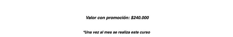 5 días: lunes, miércoles, lunes, miércoles y viernes , dos horarios a elección: 09:00 a 12:00hrs o de 12:00 a 15:00hrs Valor: $300.000 ACCEDE A LA PROMOCIÓN POR TIEMPO LIMITADO 20% OFF en Curso Barbería Nivel PRO Valor con promoción: $240.000 Inscribete al proximo curso al WhatsApp +569 9630 90 97 *Una vez al mes se realiza este curso